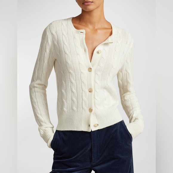 Polo Ralph Lauren Sweaters - Polo Ralph Lauren: Women’s Cable-Knit Cashmere Crewneck Cardigan size small